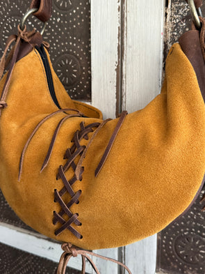 Suede crescent moon bag