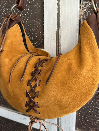 Suede crescent moon bag