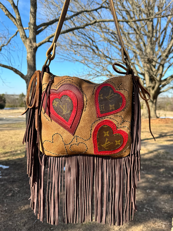 Trailing Hearts LV fringe bag