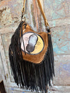 Twin moons fringe bag with heavy solid silver moon charm