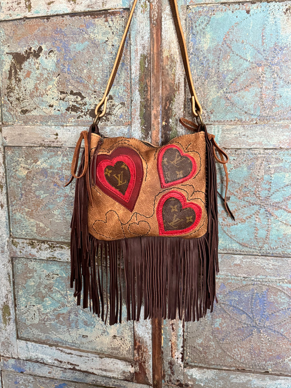 Trailing Hearts LV fringe bag