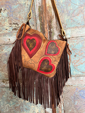 Trailing Hearts LV fringe bag