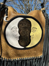 Twin moons fringe bag with heavy solid silver moon charm